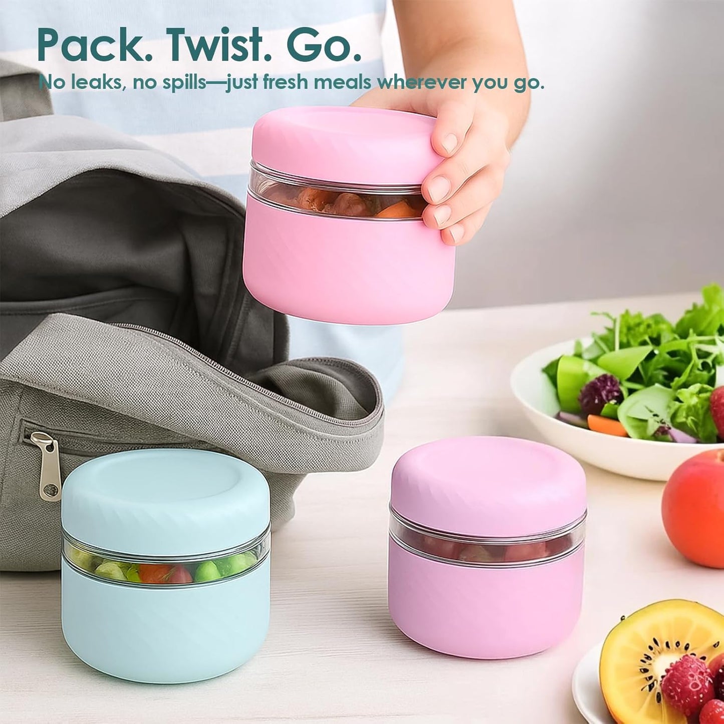 24 oz Glass Lunch Bowl Container with Lid | Leak & Spill Proof, BPA-Free, Microwave & Dishwasher Safe, Airtight Meal Prep & Food Storage Jar for Lunch, Salad, Soup, Overnight Oats, Stew, Yogurt