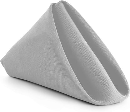 Gee Di Moda Cloth Napkins - 17 x 17 Inch Silver Dinner Napkins - Set of 12 Soft & Absorbent Washable Fabric Cloth Table Napkins with Hemmed Edges for Hotel Restaurant, Holiday Parties & Wedding