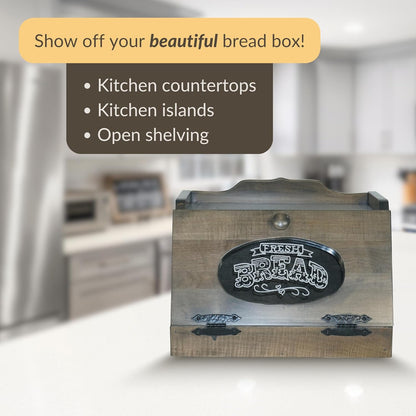 DutchCrafters Wooden Bread Box for Kitchen Countertop, Bread Storage for Homemade Bread Holder for Kitchen Counter - Amish Made in USA (Brown Maple with Antique Slate)