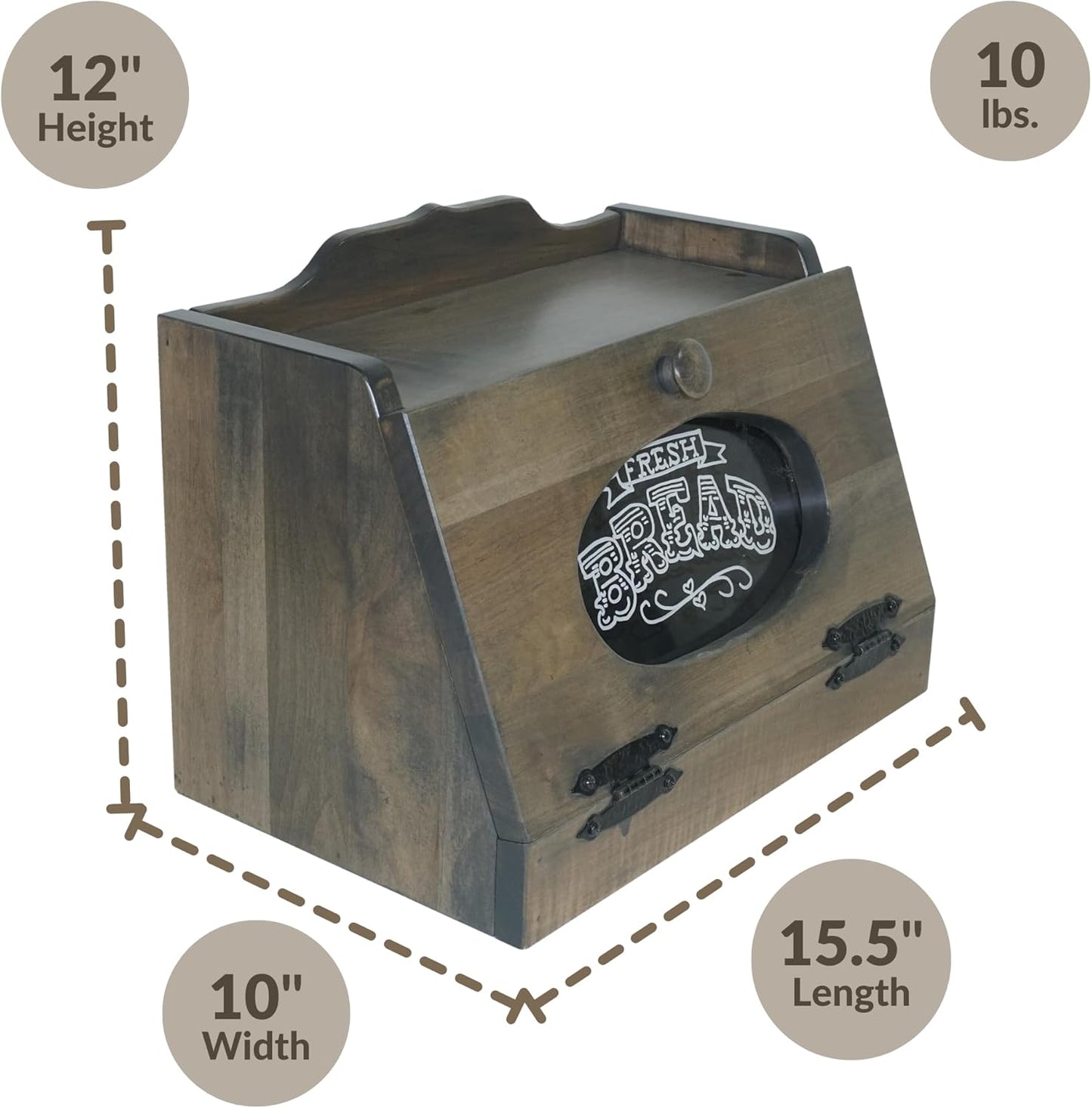 DutchCrafters Wooden Bread Box for Kitchen Countertop, Bread Storage for Homemade Bread Holder for Kitchen Counter - Amish Made in USA (Brown Maple with Antique Slate)