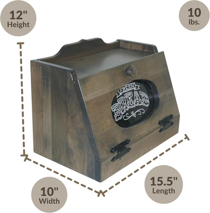 DutchCrafters Wooden Bread Box for Kitchen Countertop, Bread Storage for Homemade Bread Holder for Kitchen Counter - Amish Made in USA (Brown Maple with Antique Slate)