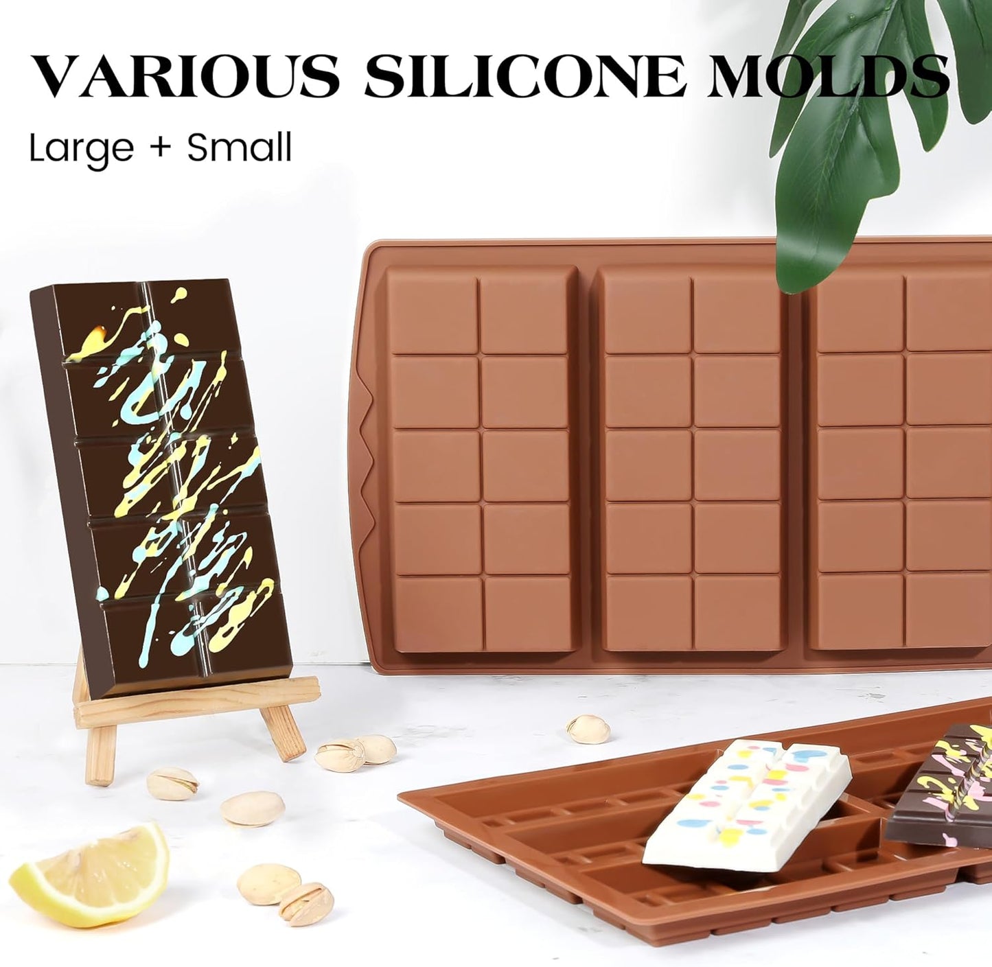 1 Pc Chocolate Bar Mold Deep Large Chocolate Molds Silicone Break Apart Thick Silicone Molds for Candy Bar, With 100 Pcs Bags and 1 Pc Scraper Set (10 Snap）