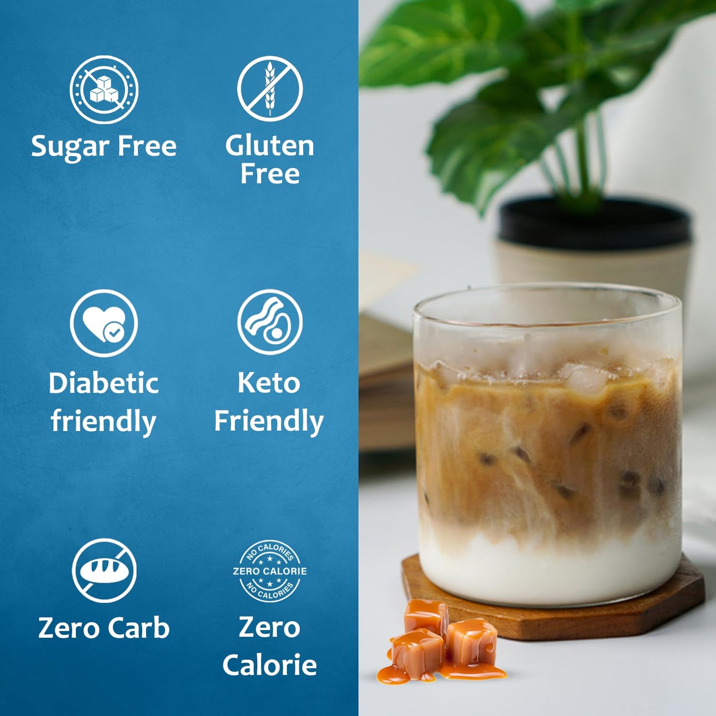 Syruvia Sugar Free Coffee Syrup, Caramel Flavored Syrup for Drinks, Lattes, and Desserts – 25.4 fl oz