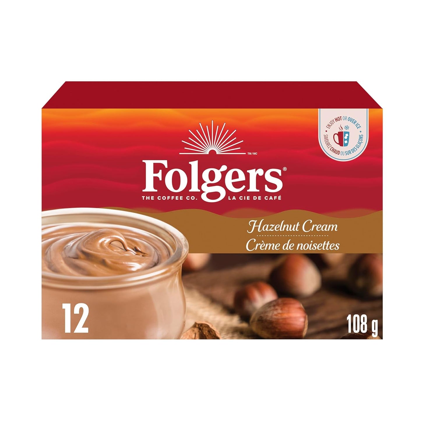 Folgers Hazelnut Cream K-Cup Coffee Pods 12 Count