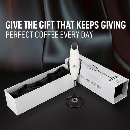Zulay Kitchen Executive Series Luxury Gift Milk Frother with 4 Duracell Batteries – Handheld Electric Foam Maker for Coffee, Lattes & Hot Chocolate – Deluxe Finish, Ultimate Gift for Coffee Lovers
