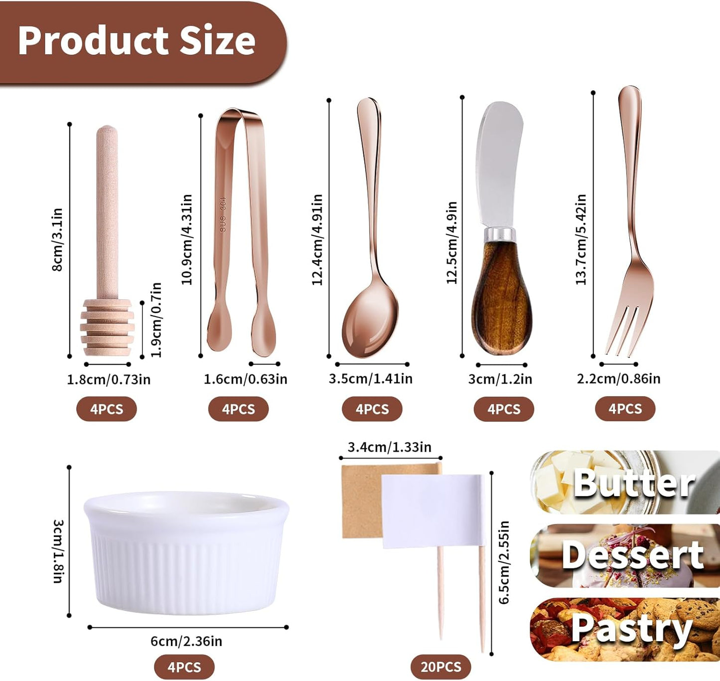 Charcuterie Accessories(25 Psc), Cheese Spreaders For Charcuterie Board, Mini Serving Spoons, Blank Toothpick Flags, Bowl For Christmas Pastry Making, forks And Mini Serving Tongs