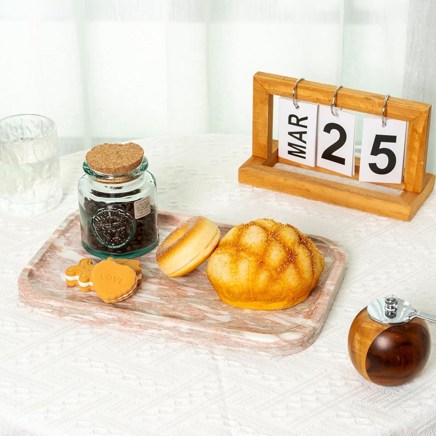 Marble Vanity Tray, Marble Bathroom Tray Countertop, Decorative Tray for Dresser, Rosso Red Stone Serving Trays for Kitchen, Perfume, Jewelry Candle Holder, Catch All