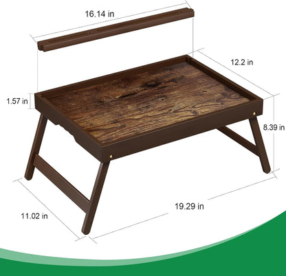 2 Pack Bamboo Breakfast Tray with Foldable Legs & Detachable Stand | Ergonomic Handle | Portable Bed Tray for Eating, Working, Laptop, Tablet, and Phone