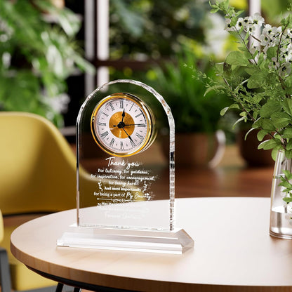 Thank You Gifts Clock for Women, Men, Appreciation Gift for Friends, Coworkers, Teacher - Inspirational Quotes Gifts for Mom, Sister - K9 Crystal Thank You Clock Desk & Home Decor