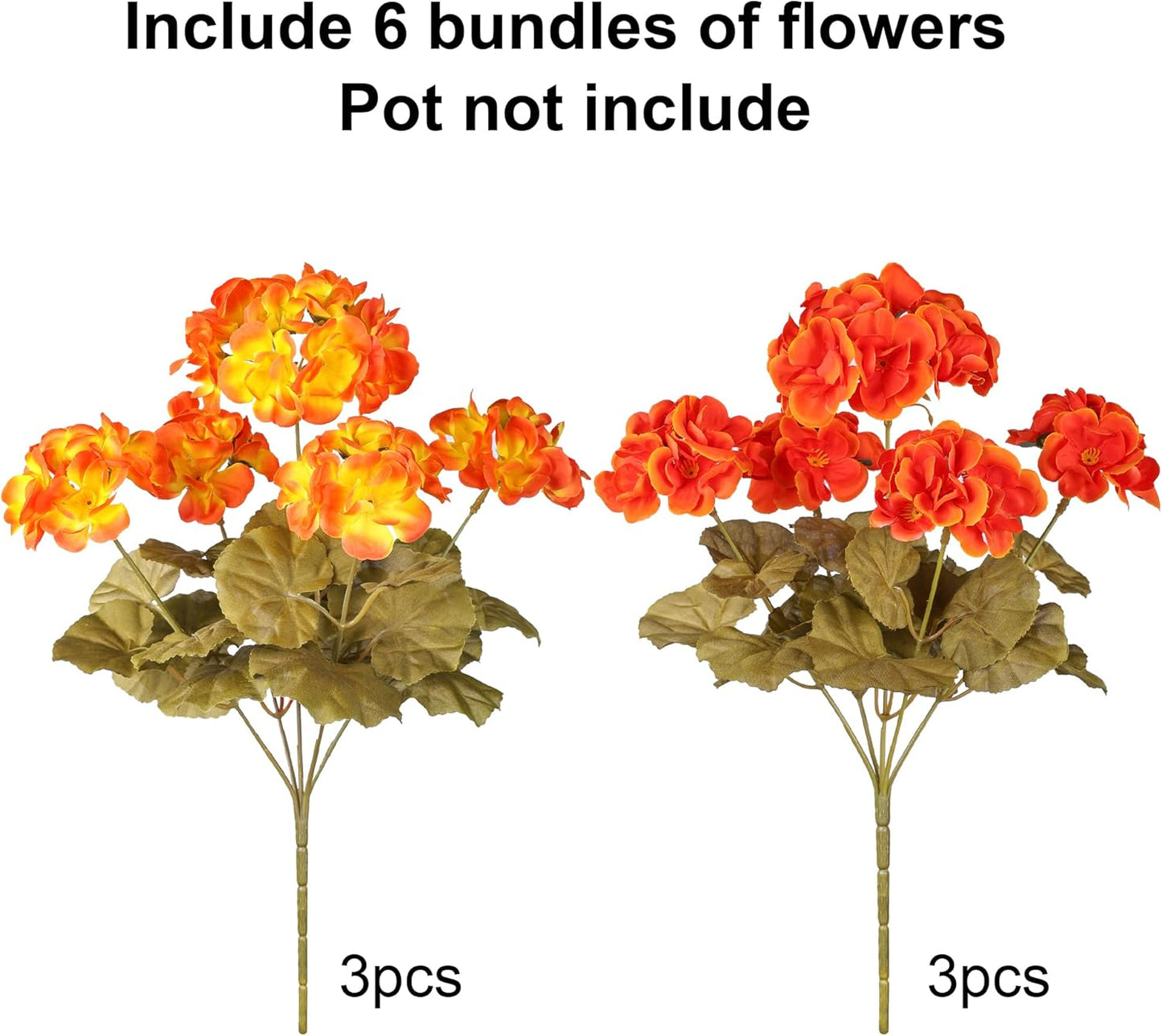 Fake Geraniums Artificial Flowers for Outdoors Fall Autumn Decoration, 6 Bundles Silk Geraniums Look Real Faux Fall Flowers Plants for Front Door Garden Planter Patio Balcony Yard Home Indoor, Mix