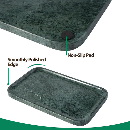 Marble Vanity Tray, Bathroom Tray for Countertop, 14'' Green Decoration for Dresser Organizer, Large Serving for Kitchen, Marble Storage for Coffee Table, Perfume, Jewelry Holder