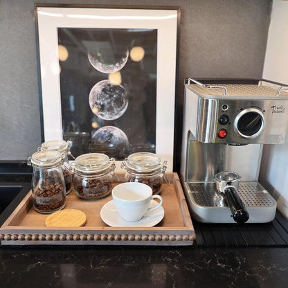 Wood Decorative Tray, Distressed Outdoor Serving Tray with Wooden Bead for Ottoman, Coffee Table, Entertaining, Home Decor, Rectangular 15.7”*11.8”*1.57” (Retro Brown)