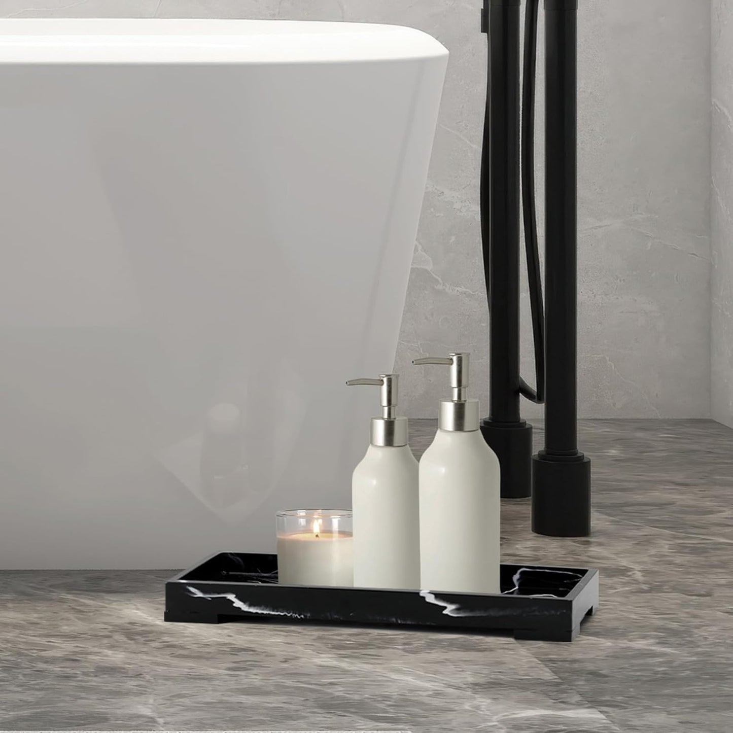 Jolitac Marble Bathroom Vanity Tray, Countertop Organizer for Perfume & Candles Pure Natural Vanity Tray 11.6"x4.5"x1.2" Genuine Marble Stone Holder for Bathroom/Kitchen/Dresser