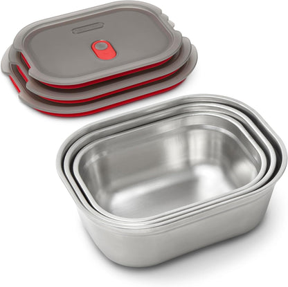 BLACK + BLUM Lunch Bowl Mixed Set - Reusable Meal Prep Containers for Picnic & Camping - Microwavable Stainless Steel Lunch Dinner Food Storage Box - Leak Proof Lid - Dishwasher Oven Safe - 20/30/40oz