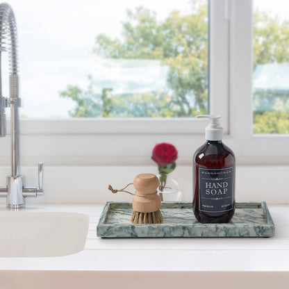 Luxury Natural Small Marble Tray for Bathroom Vanity and Kitchen Sink, Stone Countertop Organizer for Soap Dispenser, Jewelry, Perfume, Candle, Ring, Home Decor, Non-Resin Non-Ceramic