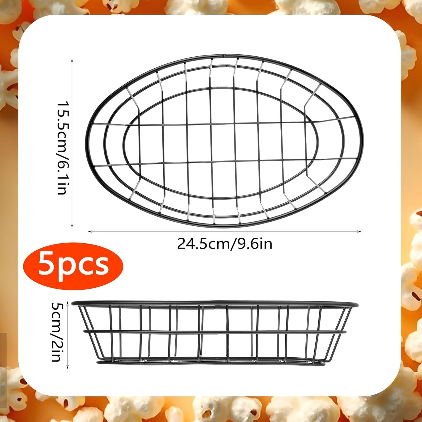 5 Pcs Wire Bread Basket 9.6 x 6.1 x 2 Inch Oval Metal Dinner Roll Baskets for Serving Fruit Bowl Storage with 500 Sheets Deli Wrappers Paper for Kitchen Table Fast Food