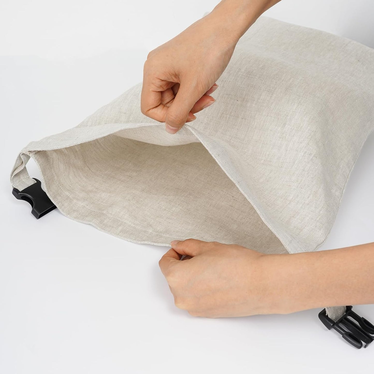 2 Pack 100% Linen Bread Bags for Homemade Bread Sourdough 13 x 19.6 Inch Reusable Bread Storage Bag 7.8 x 28.7 Inch for large Baguette (Gray)