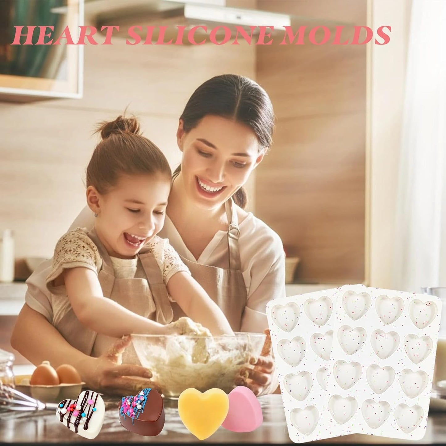 2 Inch Silicone Heart Muffin Pan,12-Cavity Heart Silicone Molds Small Hearts Shape Cake Pan Valentines Chocolate Molds for Baking,Candy, Cake, Soap