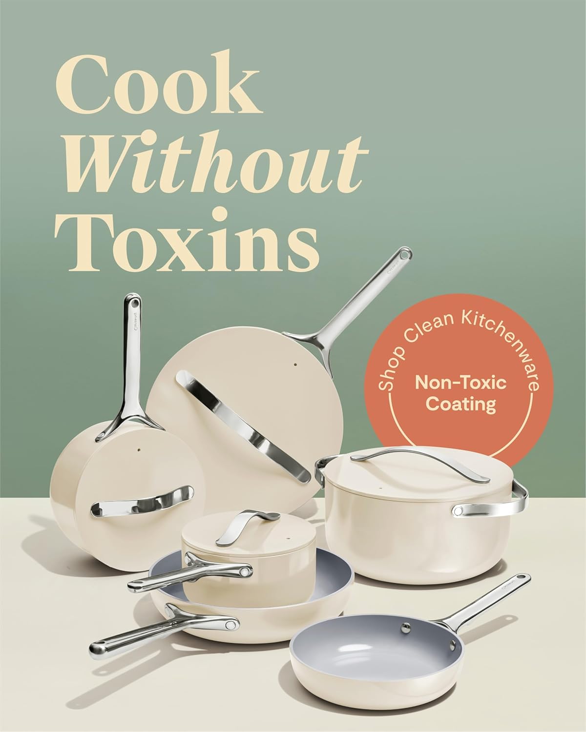 Caraway Deluxe Non-stick Ceramic Cookware Set (16 Piece) Pots, Frying Pans, Lids and Kitchen Storage - PFAS & PFOA Free - Oven Safe Pan Set & Compatible with All Stovetops - Gray