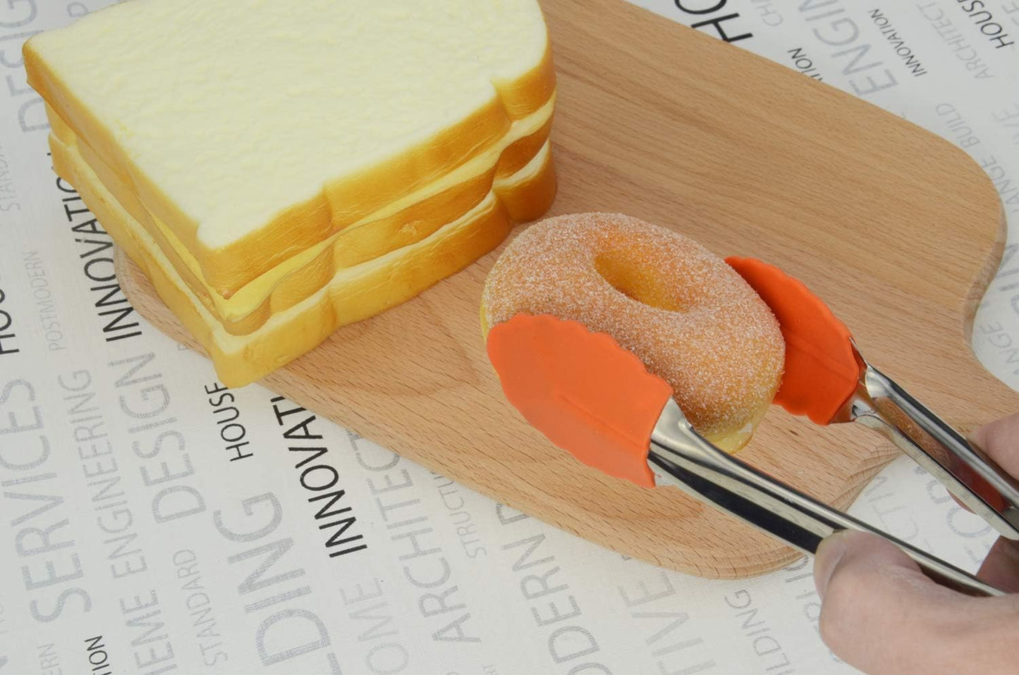 Appetizer Tongs 7-Inch Silicone Tipped Kitchen Tongs, Set of 3 (Orange)