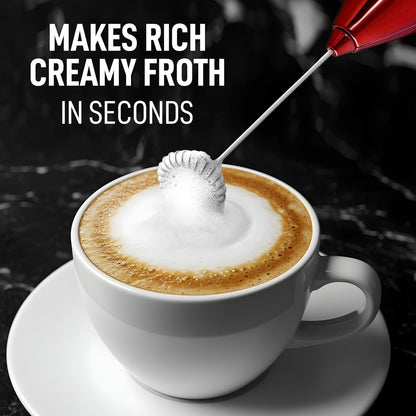 Zulay Kitchen Executive Series Luxury Gift Milk Frother – Handheld Electric Foam Maker for Coffee, Lattes & Hot Chocolate – Deluxe Finish, Great Fir for Coffee Lovers (Cardinal Red)