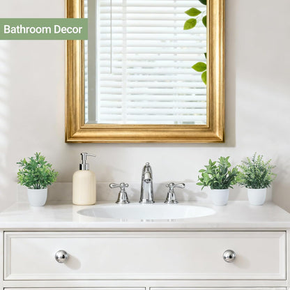 Mkono 4 Packs Fake Plants Mini Artificial Greenery Potted Plants Faux Eucalyptus for Christmas Home Decor Indoor Office Table Shelf Room Bathroom Farmhouse Decor