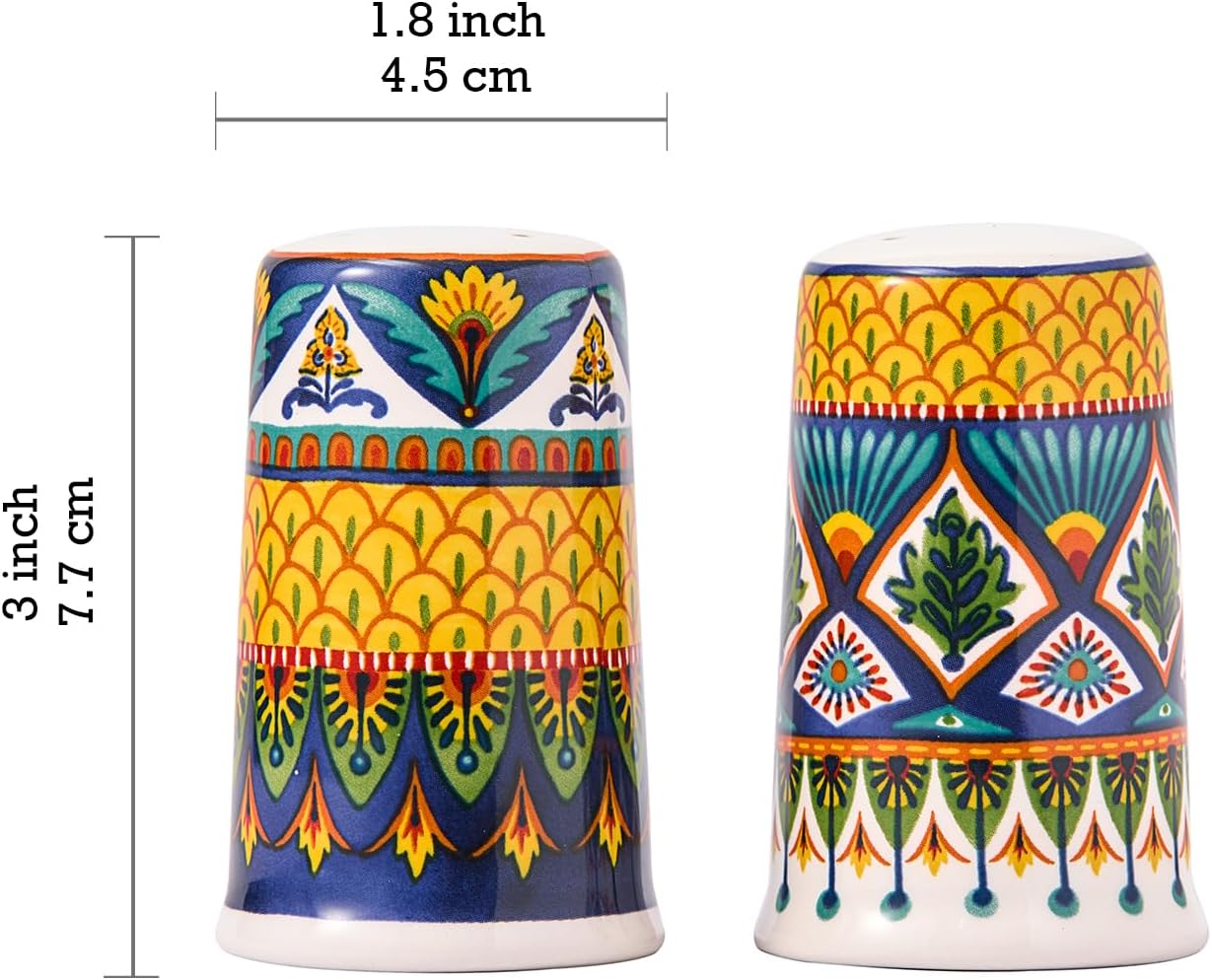 Bico Havana Ceramic Salt & Pepper Shaker Set, for Kitchen or Decor, Dishwasher Safe