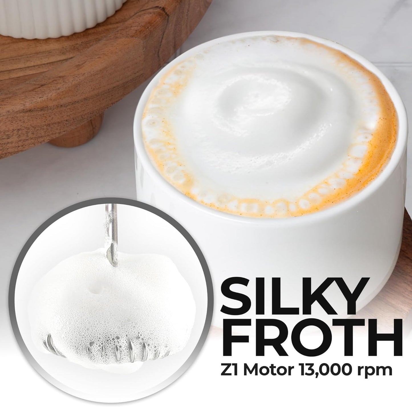 Zulay Kitchen Patented Tornado Triple Whisk Milk Frother with 4 Duracell Batteries – Handheld Foam Maker for Coffee, Lattes, Matcha & Hot Chocolate – Rich, Creamy Froth in Seconds