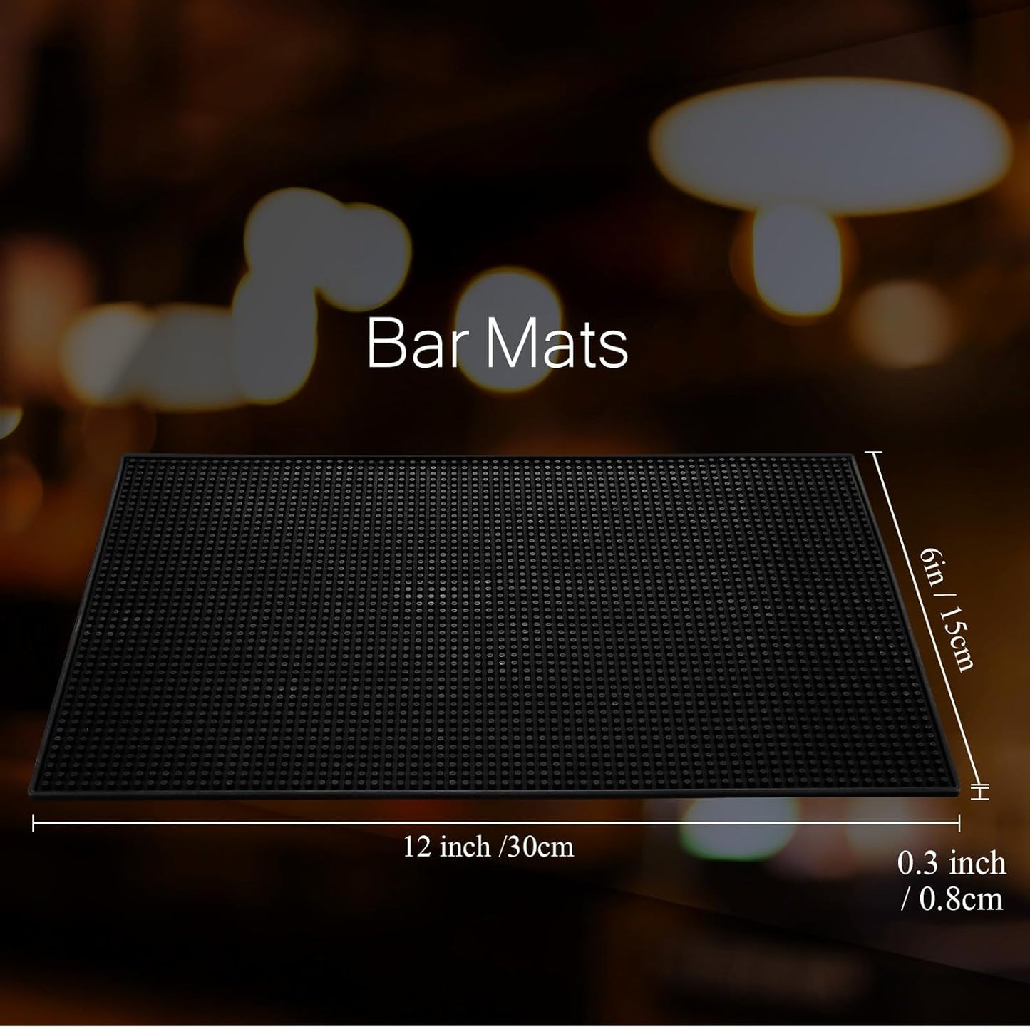 Tioncy 6 Pcs Bar Mat for Countertop 6 x 12 Inch Non Slip Rubber Mat Service Spill Cocktail Bartending Coffee Bar Mats for Hot Dishes Restaurants Barbershop Clippers Hot Pads, Black