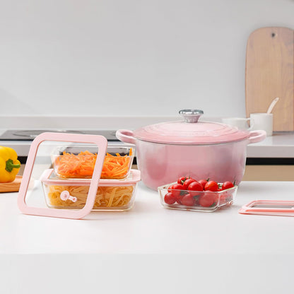 Urban Green Glass Food Container Set with Silicone Glass Lid, 3 Pack, Square Shape, Airtight, LeakProof, 100% Plastic Free, Meal Prep Food Storage Containers