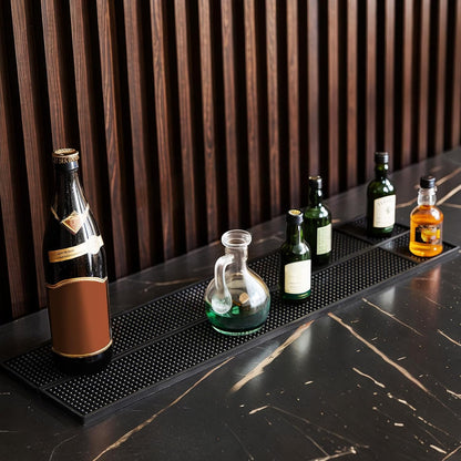 Tioncy 6 Pcs Bar Mat for Countertop 24 x 3 Inch Non Slip Rubber Mat Service Spill Cocktail Bartending Restaurants Barbershop Clippers Salon Tools, Black