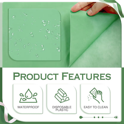 12 Pieces Light Green Series Rectangle Tablecloth, 54x72" Solid Color Waterproof & Spillproof Disposable Plastic Table Cover, Durable Party Tablecloth for Dining, Buffet, Picnic, Outdoor Events