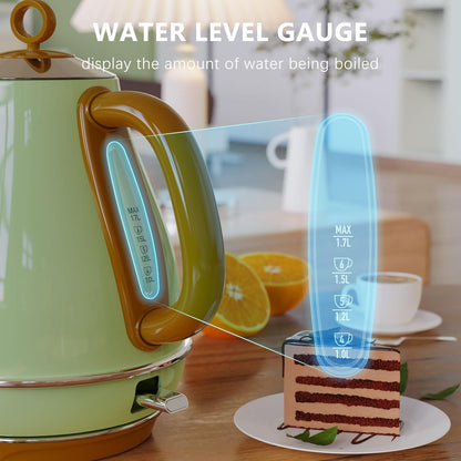 Evoloop 1.7L Electric Kettles, BPA Free Tea Kettle, Hot Water Boiler Heater, Stainless Steel Teapot, Auto Shut-Off & Boil-Dry Protection, 120V/1500W