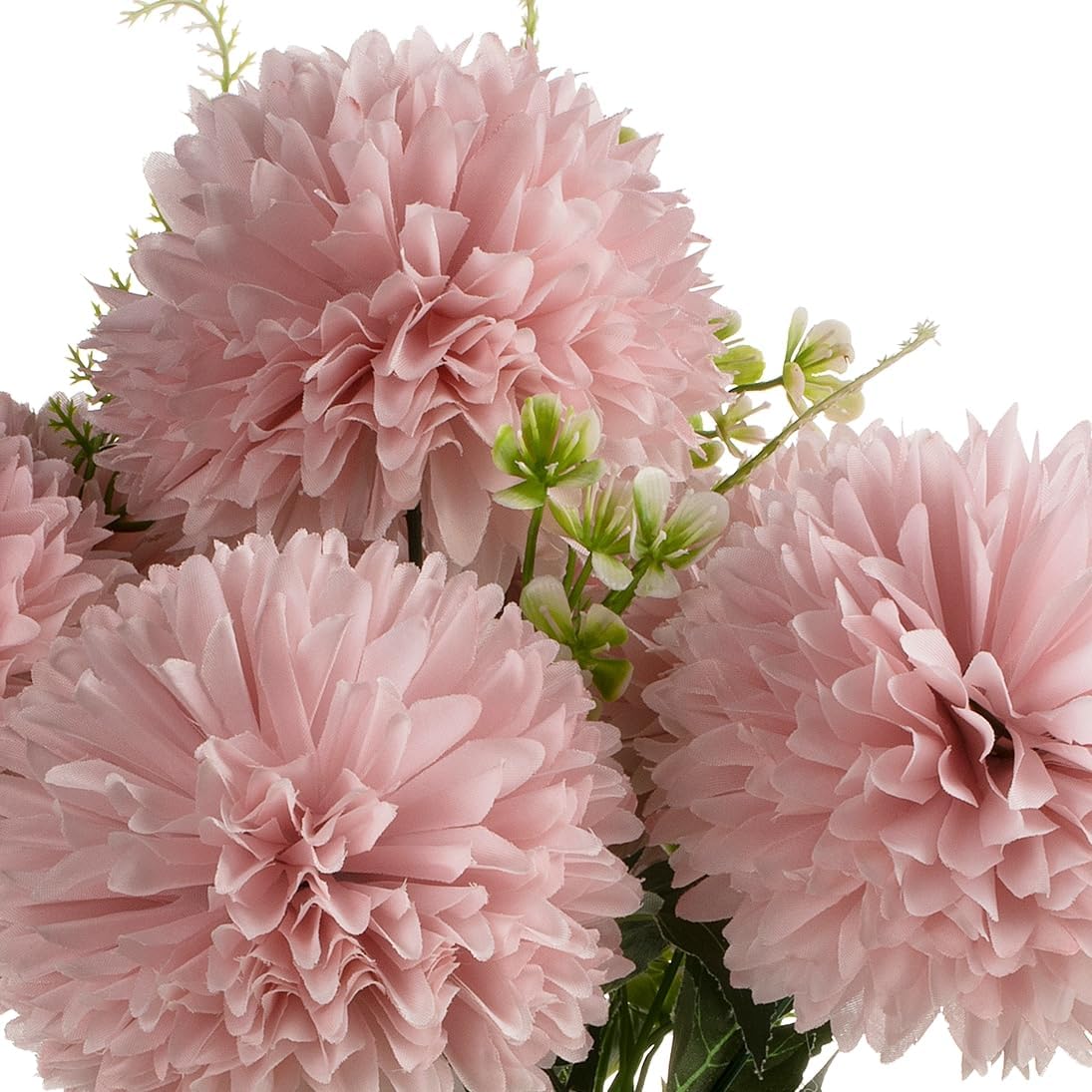 ENOVA FLORAL 7 Heads Silk Marigold Artificial Flowers in Vase,Faux Marigold Flowers Arrangement in Round Bowl Vase with Faux Water and River Rock for Table Decor Centerpieces (Marigold-Pink)