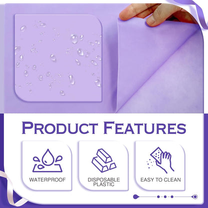 12 Pieces Purple Series Rectangle Tablecloth, 54x72" Solid Color Waterproof & Spillproof Disposable Plastic Table Cover, Durable Party Tablecloth for Dining, Buffet, Picnic, Outdoor Events