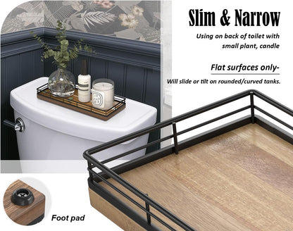 Acacia Wood Bathroom Vanity Tray, 11" L Small Countertop Tray for Dresser, Table, Kitchen Counter, Coffee Bar