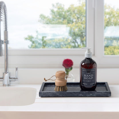 Luxury Natural Small Marble Tray for Bathroom Vanity and Kitchen Sink, Stone Countertop Organizer for Soap Dispenser, Jewelry, Perfume, Candle, Ring, Home Decor, Non-Resin Non-Ceramic