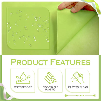 4 Pieces Blue & Green Series Rectangle Tablecloth, 54x72" Solid Color Waterproof & Spillproof Disposable Plastic Table Cover, Durable Party Tablecloth for Dining, Buffet, Picnic, Outdoor Events