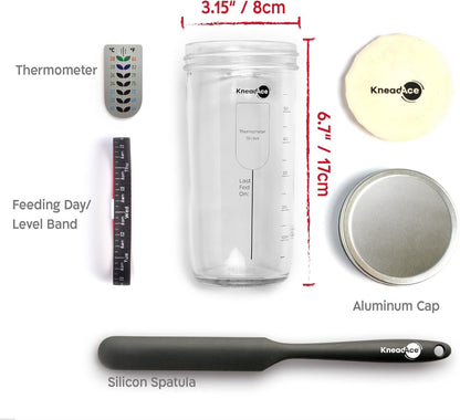 KneadAce Sourdough Starter Kit – 24oz Starter Jar, 2 Cotton Rope Banneton Proofing Baskets, Magnetic Bread Lame for Scoring – Gift for Bakers & Complete Sourdough Bread Baking Set