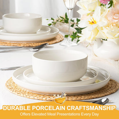 EWFEN Plates and Bowls Sets, 24 Pieces Stoneware Dinnerware Set for 8, Ceramic Dishware Dishes Set, Scratch Resistant Dishes Set, Dishwasher & Microwave Safe