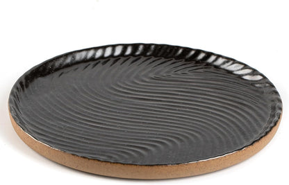 Vanity Tray with Brown Trim - Candle & Perfume Organizer, Round Black 8"8" Home Decor