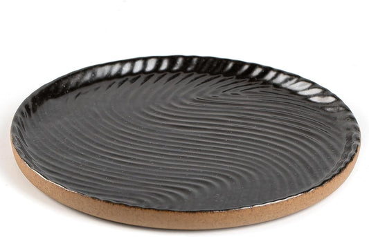 Vanity Tray with Brown Trim - Candle & Perfume Organizer, Round Black 8"8" Home Decor