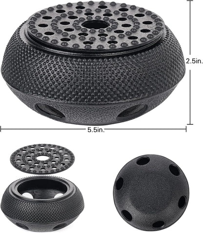Sungmor Black Cast Iron Teapot Warmer - Japanese Tea Heater Base with Candle Holder, Heat Retaining Stand for Tetsubin or Glass & Ceramic Teapots