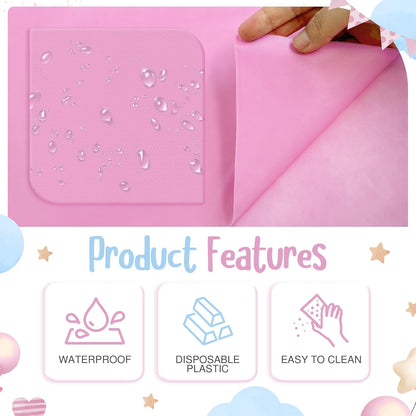 4 Pieces Light Pink & Blue Series Rectangle Tablecloth, 54x72" Solid Color Waterproof & Spillproof Disposable Plastic Table Cover, Durable Party Tablecloth for Dining, Buffet, Picnic, Outdoor Events