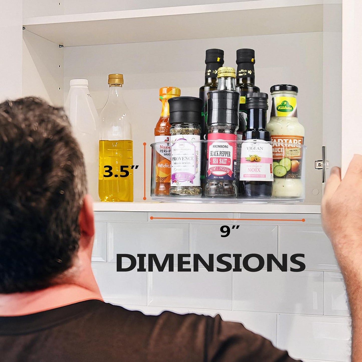 Refrigerator Lazy Susan, Round Clear Turntable Organizer, Plastic 360 Degree Rotating Lazy Susan for Fridge, Food Storage Container for Kitchen,1pcs