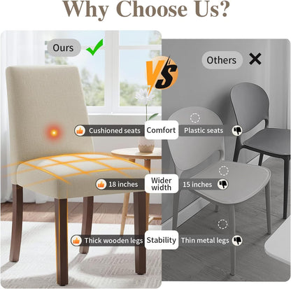 Dining Chairs Set of 4, Modern Dining Room Chair, Upholstered Kitchen Farmhouse Chair for Restaurant & Cafe- Beige