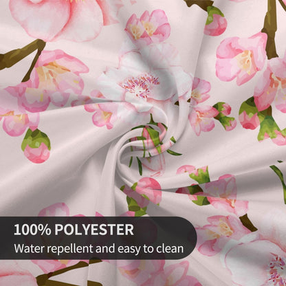 Japanese Tablecloth, Navy Blue Koi Traditional Cherry Blossom Vintage Floral Oriental Water Resisitant Wipeable Table Cover for Dining Kitchen Living Room Home Party Holiday Decor 60 inch Round