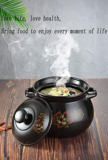 Ceramic Stew Pot Cooking Pots Ceramic Cooking Casserole Saucepan: Vintage Japanese Earthenware Soup Shabu Cookware for Hot Pot Soup Making Gadgets Style 2 Ceramic Pot Clay Cooking Pots,5l