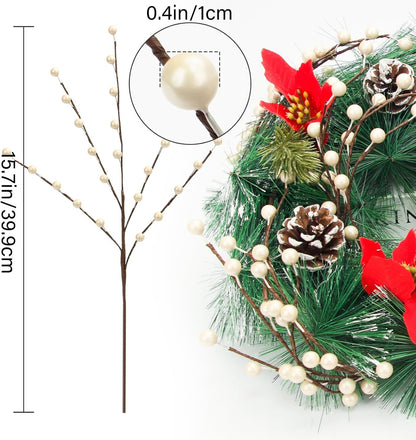 NBGV Winter Decorations 12Pcs Artificial Berry Stems White Berry Picks for Christmas Holiday Flower Arrangements Home Centerpieces DIY Ornaments