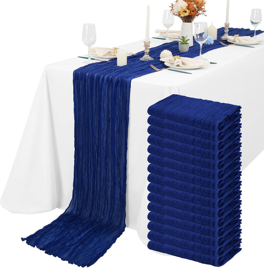 15 Packs Cheesecloth Table Runner Royal Blue,10 Ft Blue Rustic Gauze Boho Wedding Table Runner Decoration, Wedding Table Decor for Wedding Party Bridal Shower Table,21.5x120in